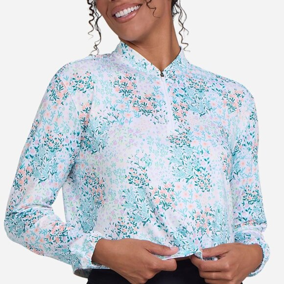 Bad Birdie Tops - NWT New Bad Birdie Women's UV Quarterzip Pullover Size L Golf Shirt Polo LS Top